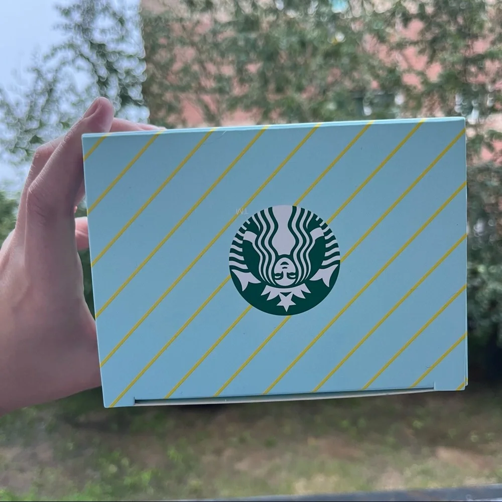NWT Korea Starbucks Mint Grande Studded Tumbler Cup Yellow Keychain Box Overseaa